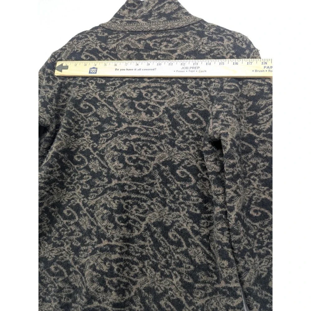 A.IDA Made in‎ Italy Wool Blend Full Zip Damask Sweater Jacket XL Charcoal Taupe